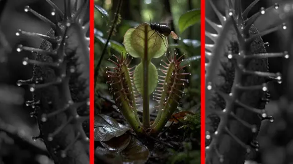 فیلم گیاه گوشت خوار در حال شکار طعمه