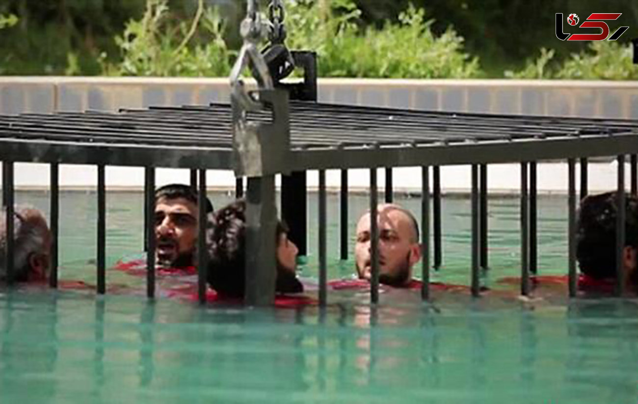 فیلم اعدام 14 مرد در قفس کوسه ها توسط داعش+تصاویر