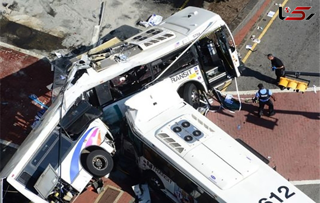 عکس هوایی از برخورد مرگبار دو اتوبوس
