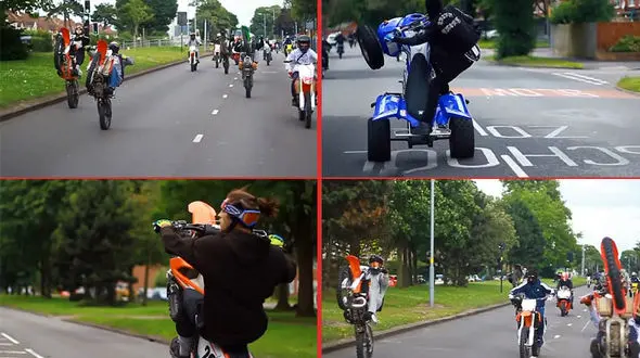 فیلم حرکات نمایشی موتورسواران نقابدار/  شیرین کاری آنها مردم را به وحشت انداخت+تصاویر