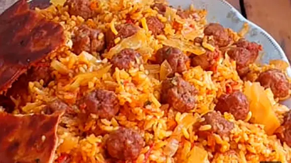 طرز تهیه کلم پلو با ته دیگ خوشمزه + فیلم