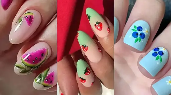 طراحی ناخن به شکل میوه های تابستانی + عکس