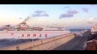 فیلم لحظه تصادف کشتی بزرگ با دیواره بتونی سواحل قناری