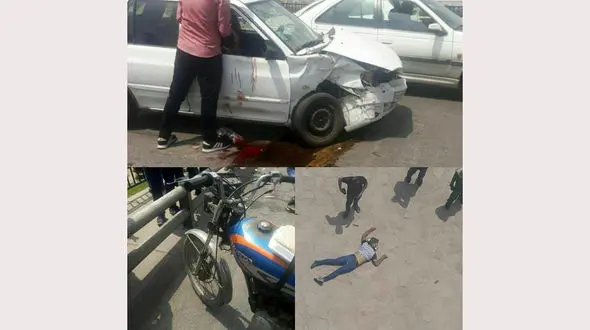 4 عکس وحشتناک از تصادفی مرگبار / جوان اهوازی به پایین پل پرتاب شد