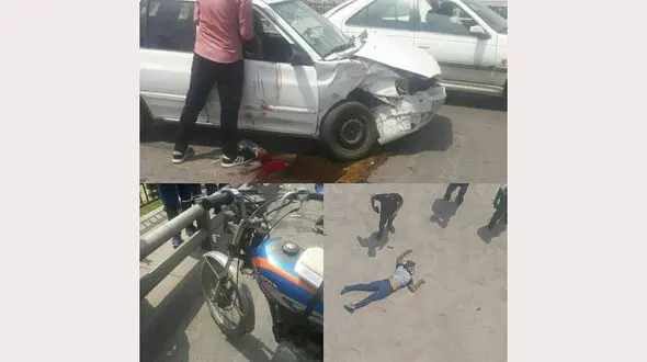 4 عکس وحشتناک از تصادفی مرگبار / جوان اهوازی به پایین پل پرتاب شد