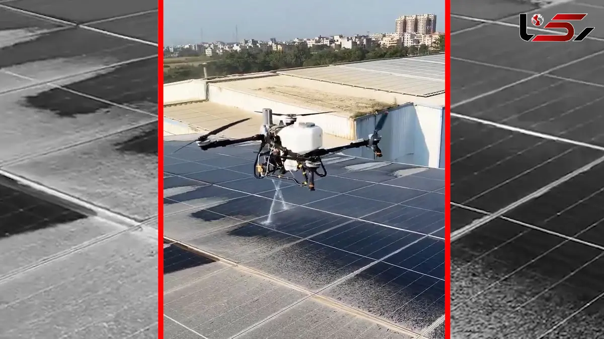 فیلم پاک سازی پنل های خورشیدی با پهپاد