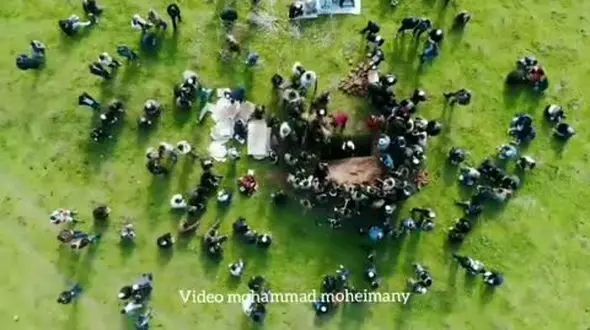 تصویر آسمانی از مراسم تشییع و خاکسپاری 4 کشته واژگونی قایق در گمیشان 