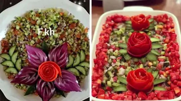 چطور سالاد شیرازی را برای مهمانی‌ ها در ظروف گرد زیباتر کنیم؟