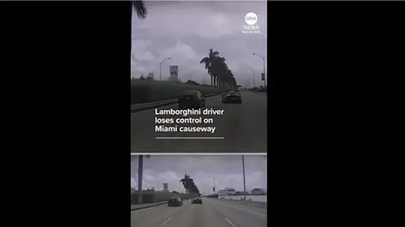 فیلم /  نمایش یک تصادف عجیب؛ لامبورگینی لوکس چگونه از کنترل خارج شد؟
