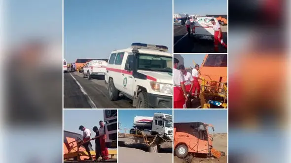 تصادف هولناک اتوبوس زائران اربعین حسینی با تریلی در زاهدان / همه مسافران پاکستانی بودند + عکس و جزییات