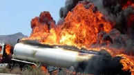 فیلم لحظه سوختن تانکر مشتقات نفتی در آتش / در خرم آباد رخ داد