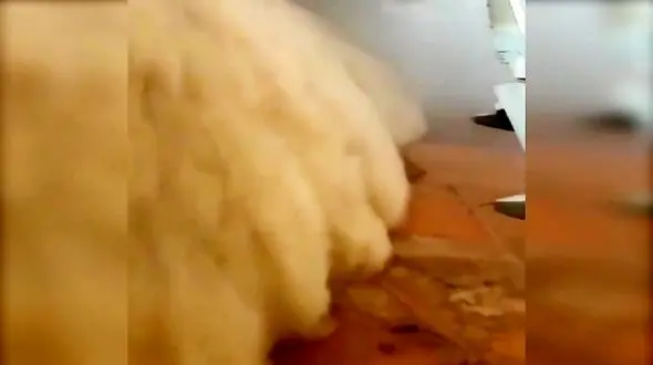 ترس و وحشت مسافران پرواز کویت پس از طوفان شن! / آسمان کویت تاریک شد + فیلم