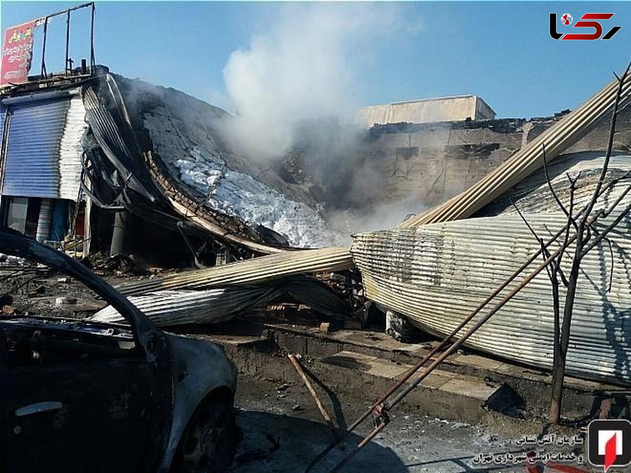انفجار هولناک سیلندرهای گاز و تخریب 2 مغازه در جاده ورامین + عکس 