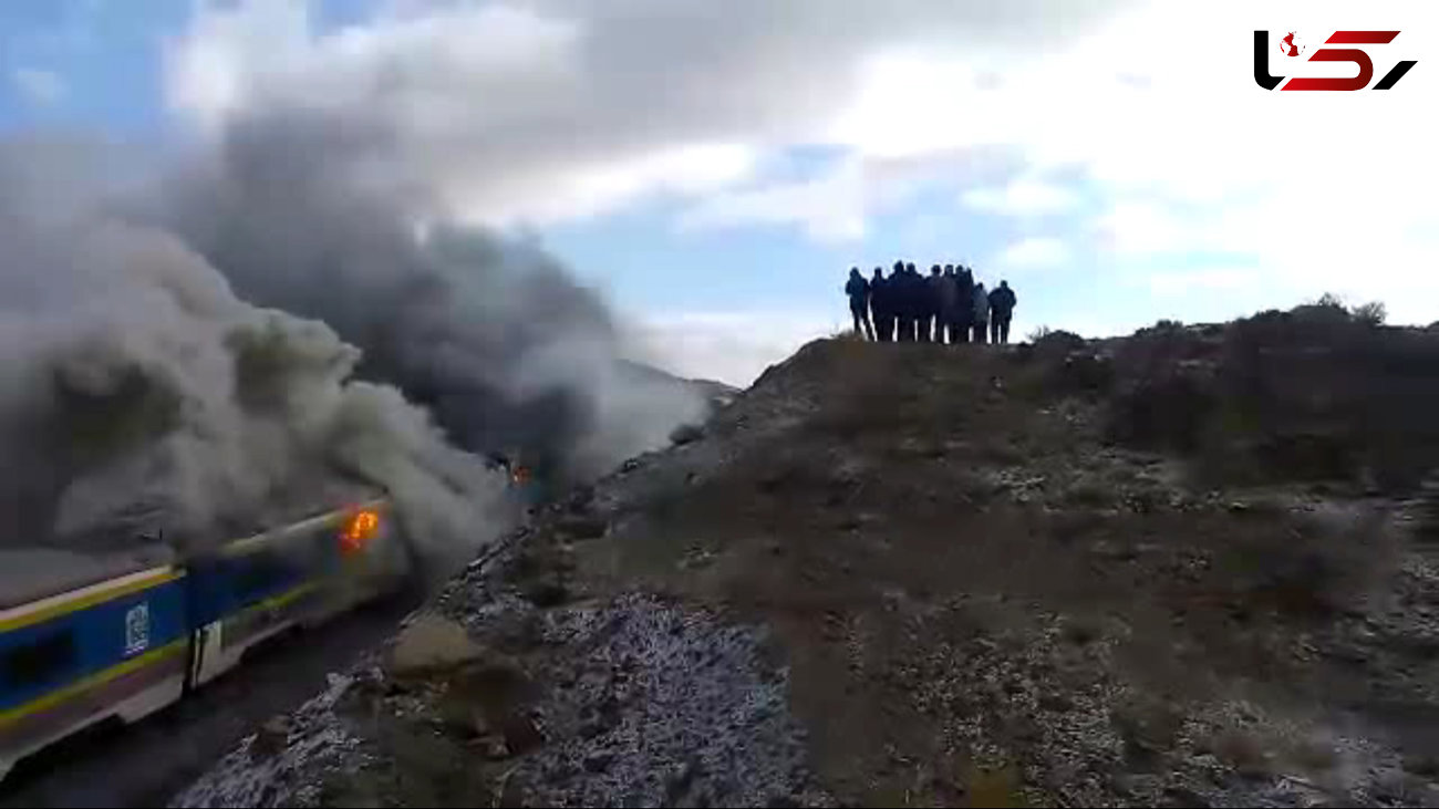 فیلم منتشر نشده از سوختن قطارها در سمنان / می گویند مسئولان بالای تپه بودند  