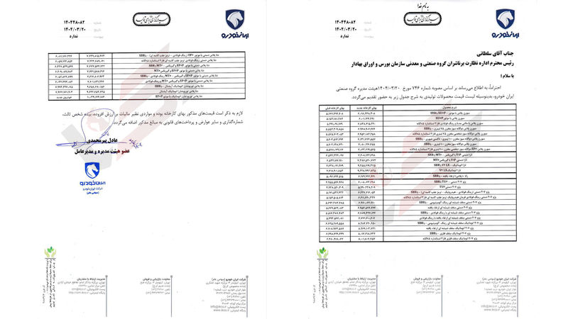 لیست قیمت ایران خودرو