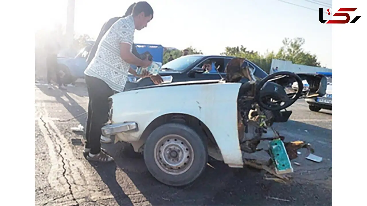 تصادف وحشتناک درسه راهی یامچی مرند/پیکان در تصادف ۲ تکه شد