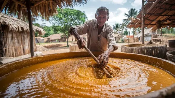 تماشا کنید؛ فرآیند سنتی تولید قند و شکر قهوه‌ ای در هند + فیلم