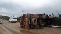 واژگونی کامیون در بزرگراه آزادگان + عکس