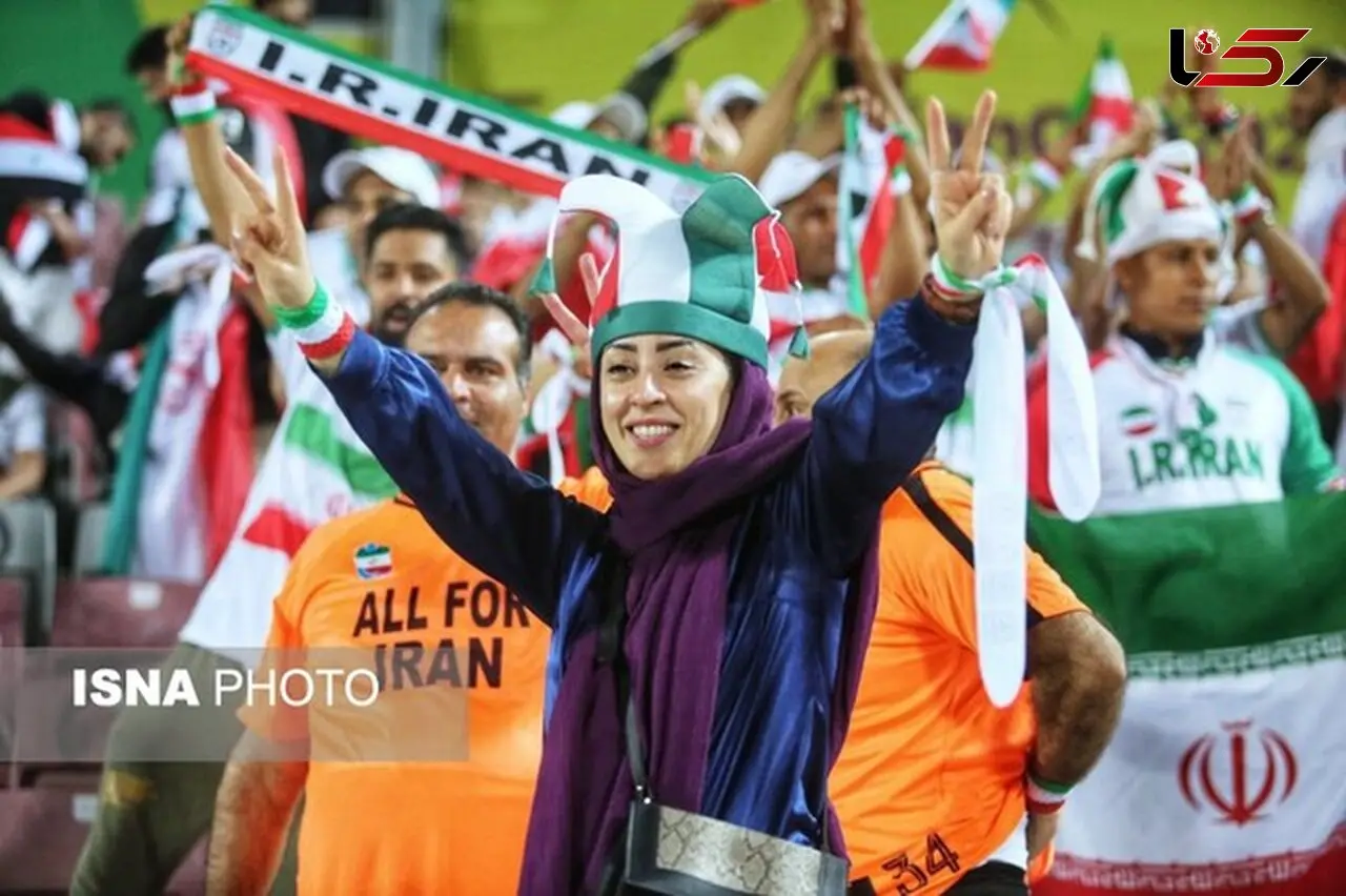 بوسه دختر ایرانی که در قطر برای بازی ایران و ژاپن حضور پیدا کرد