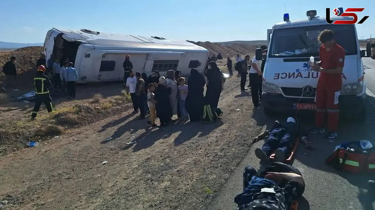 واژگونی اتوبوس در محور شاهرود میامی ۱۰ مصدوم برجا گذاشت