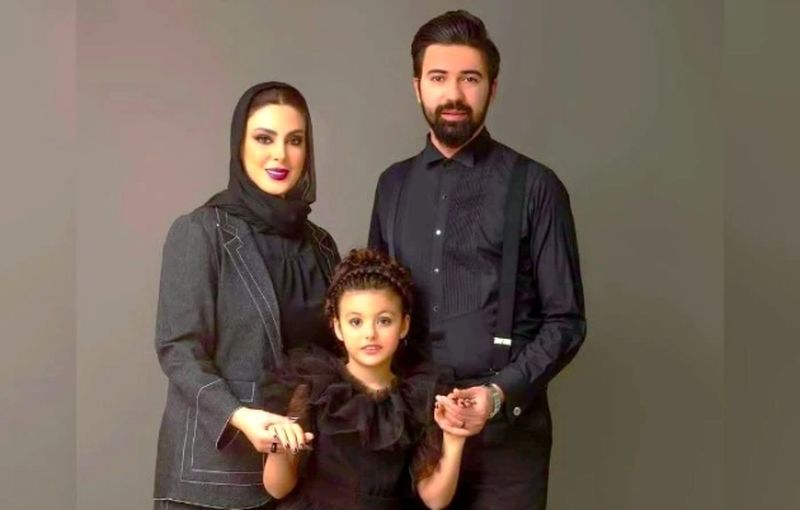 نیلوفر شهیدی شکوفه سریال وارش در کنار همسر و دخترش