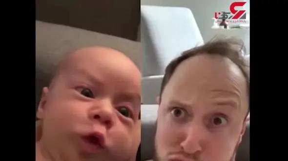 ویدئویی جالب از پدر ی که ادای دخترش را در می‌آورد 