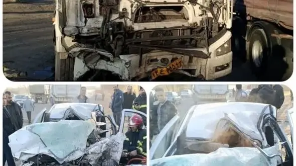 فوت یک نفر در حادثه انحراف کامیون و برخورد با تیبا