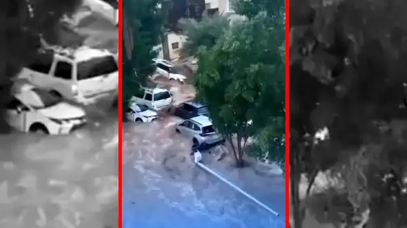 فیلم شهر جده زیر جریان شدید آب