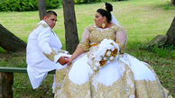 چاق ترین عروس دنیا با لباس میلیونی طلا کاری شده+عکس