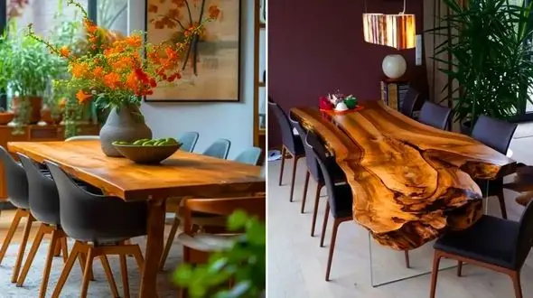 میز غذاخوری چوبی شیک؛ لمس زیبایی و اصالت در دکوراسیون مدرن