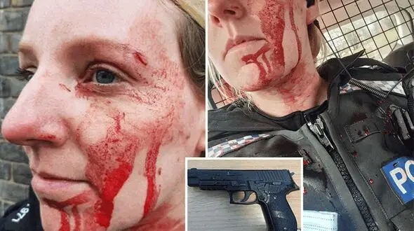 Bloodied policewoman feared she would die when girl, 14, pointed gun at her head