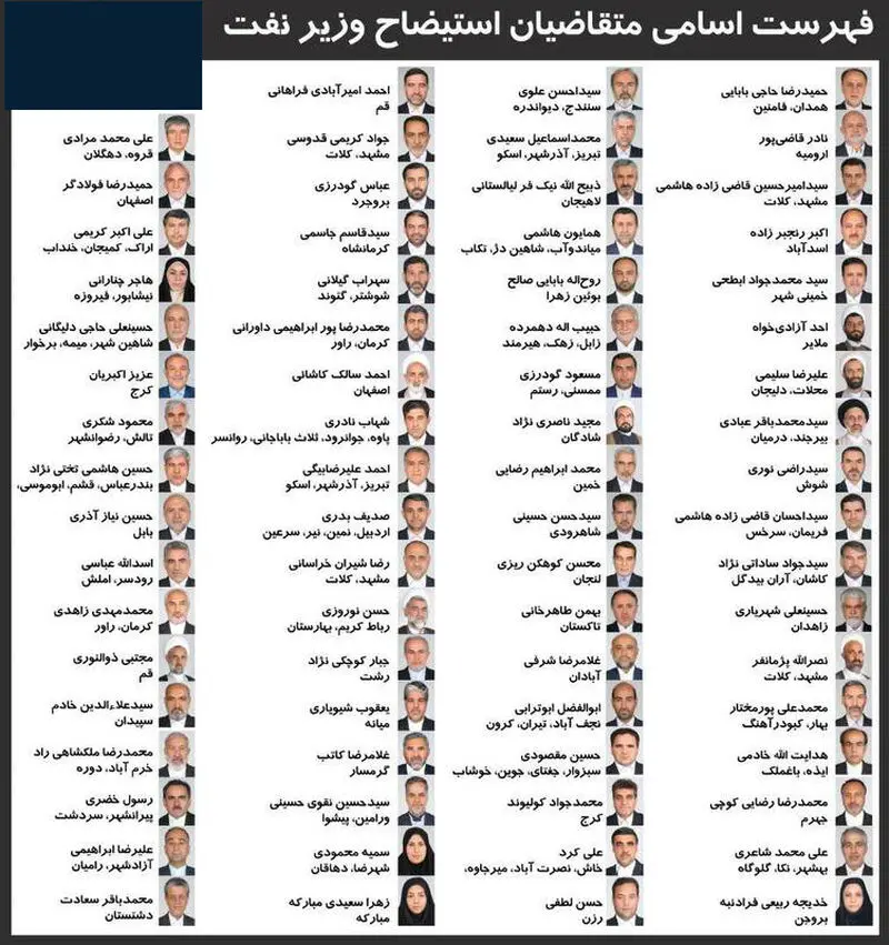 فهرست اسامی متقاضیان وزیر نفت