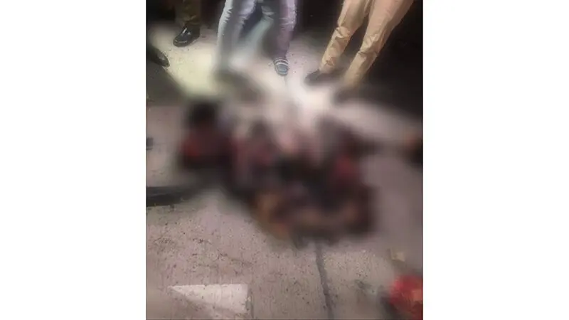 تصویری از پیکرهای سوخته‌ منتشر شده که به دلیل دلخراش بودن تصاویر  مات شده است