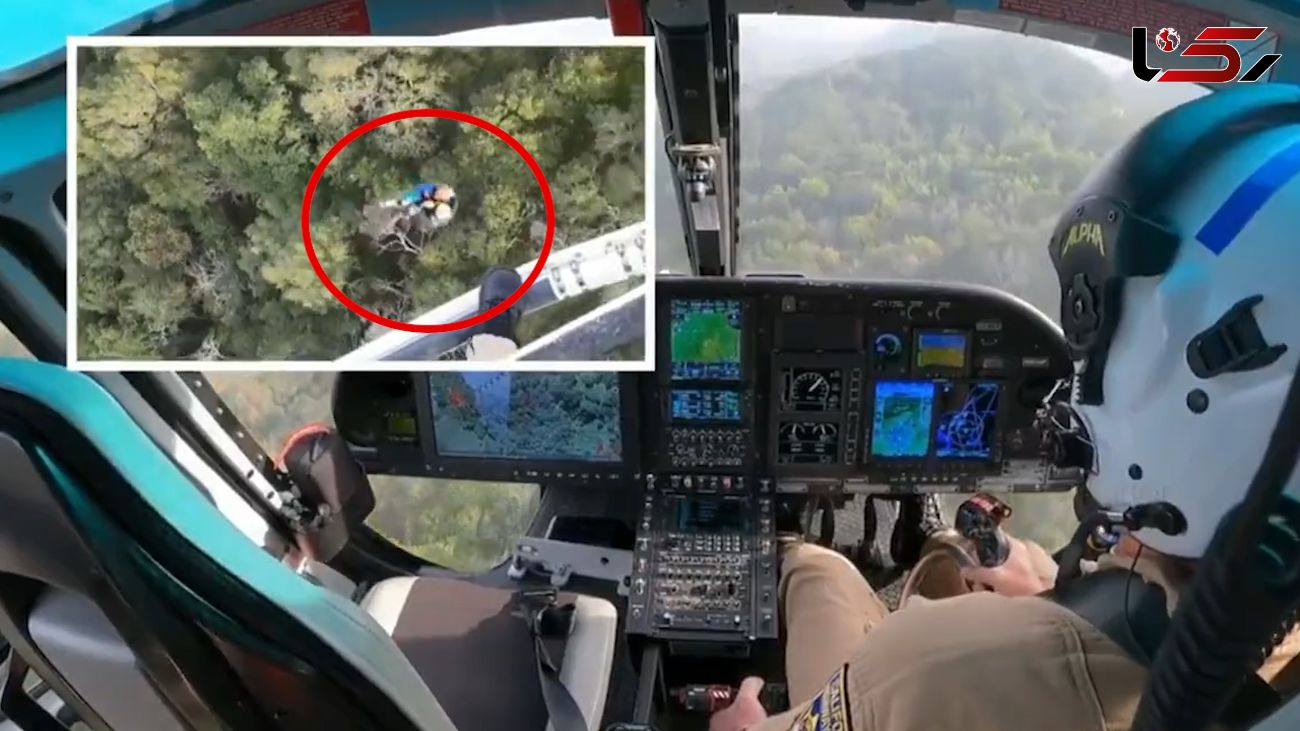 فیلم عملیات نجات هوایی، دوچرخه سوار مصدوم از جنگل / بین شاخ و برگ ها گیر افتاده بود