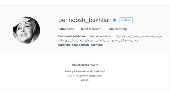 بهنوش بختیاری صفحه اینستاگرام خود را قفل کرد+عکس