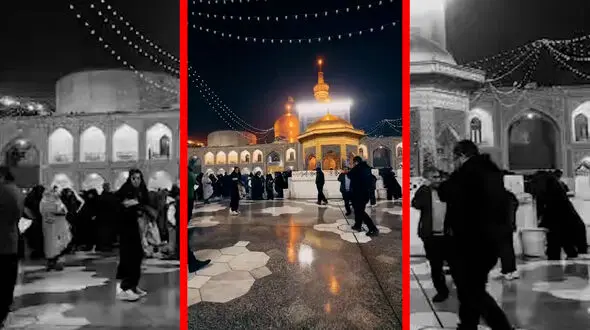 فیلم حال و هوای بارانی حرم امام رضا (ع)