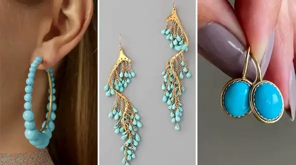 گوشواره فیروزه طلا: ترکیبی از زیبایی باستانی و مدرن