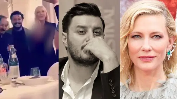 فیلم / جواد عزتی و کیت بلانشت خانم بازیگر خارجی دست دور کمر هم انداختند