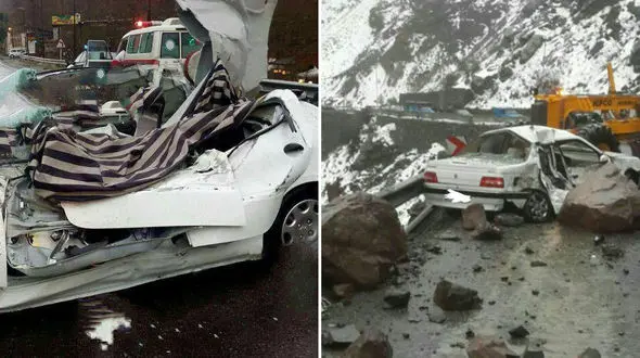 له شدن 2 زن ، یک مرد و یک کودک در ریزش کوه جاده چالوس+عکس وحشتناک 2 حادثه جداگانه
