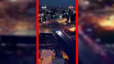 فیلم بزرگ‌ترین تجمع مردم دمشق در سالگرد سقوط نظام اسد