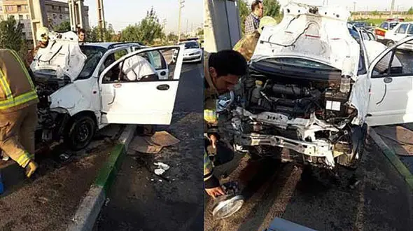  واژگونی خودرو در بزرگراه آزادگان تهران +عکس 