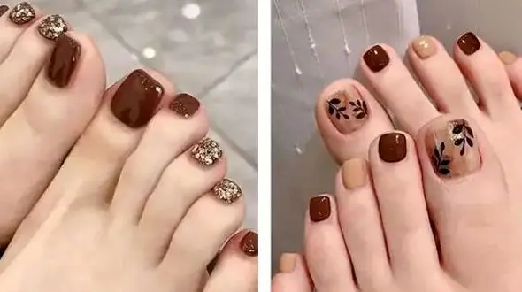 طراحی ناخن پا به سبک پاییزی؛ شیک‌ ترین مدل‌ های ساده و جذاب دخترانه