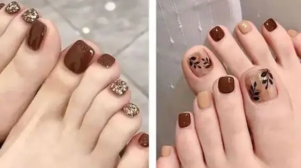 طراحی ناخن پا به سبک پاییزی؛ شیک‌ ترین مدل‌ های ساده و جذاب دخترانه
