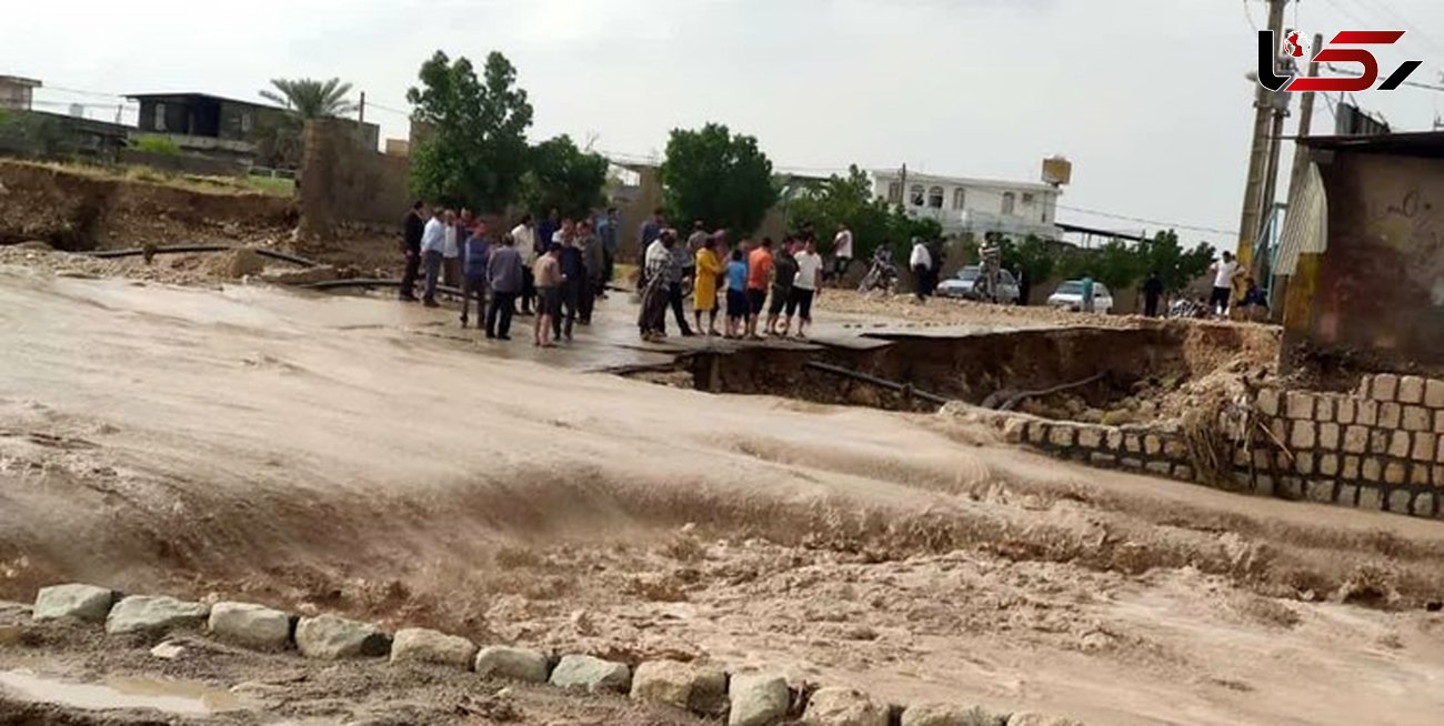 تخریب پل ارتباطی 2 روستای دیشموک بر اثر سیلاب