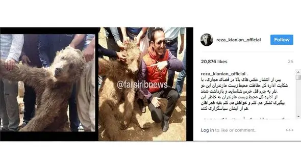 بازیگر معروف قاتلان یک خرس در جنگل مازندران را معرفی کرد + عکس