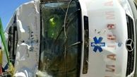 واژگونی آمبولانس خصوصی در جاده رشت به قزوین یک کشته برجای گذاشت