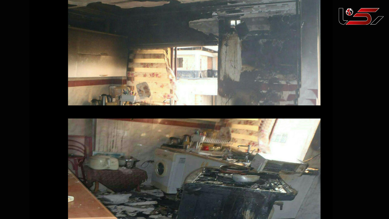 سرکشی شعله های آتش در آشپزخانه خانه ای در بابل + عکس 