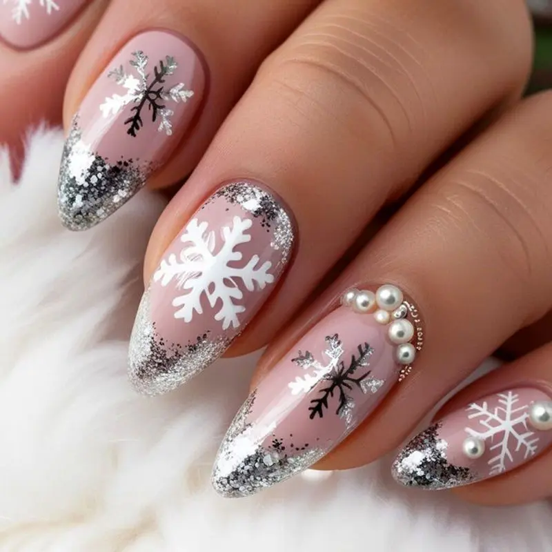 دیزاین ناخن طرح برف مدرن