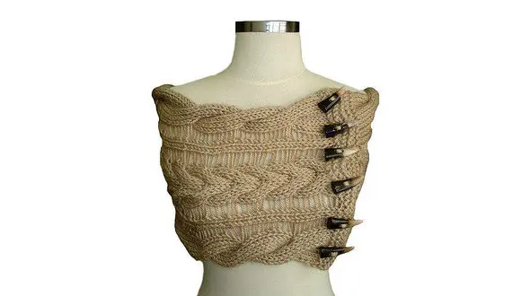 آموزش بافت شال دکمه دار