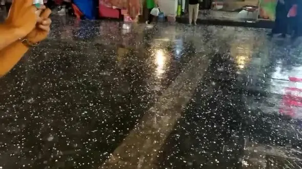 بارش تگرگ در کاظمین  + فیلم 